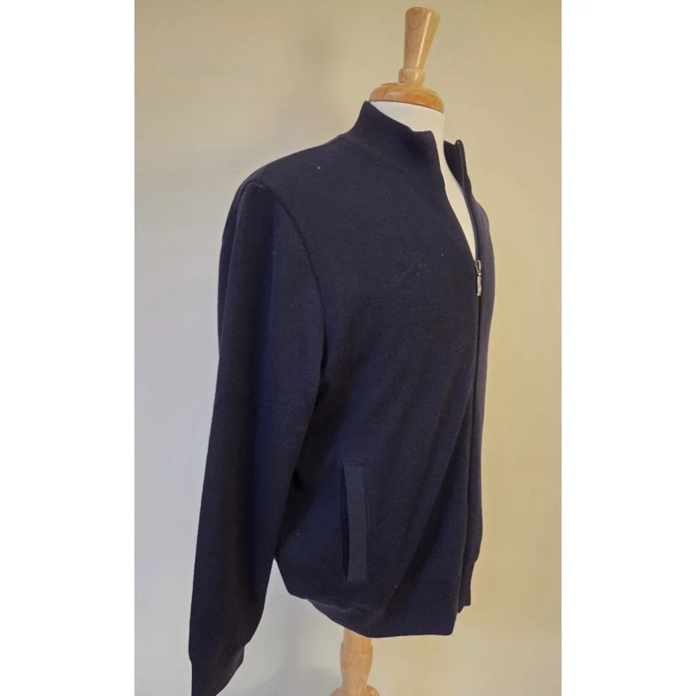NWOT Saint James Depuis 1889 Full-Zip Wool Sweater Navy Sailor Stripe 46/XL